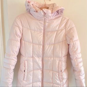 Faded Glory Light Pink Hooded Puffer Quilted Tight Fitting Coat